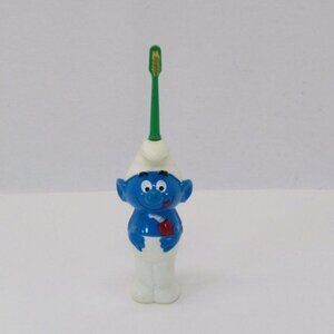 Smurfs 1983 Thirsty Smurf Battery Operated Working Toothbrush See Video Vintage